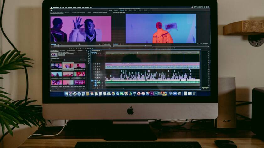 Video editing software on iMac.