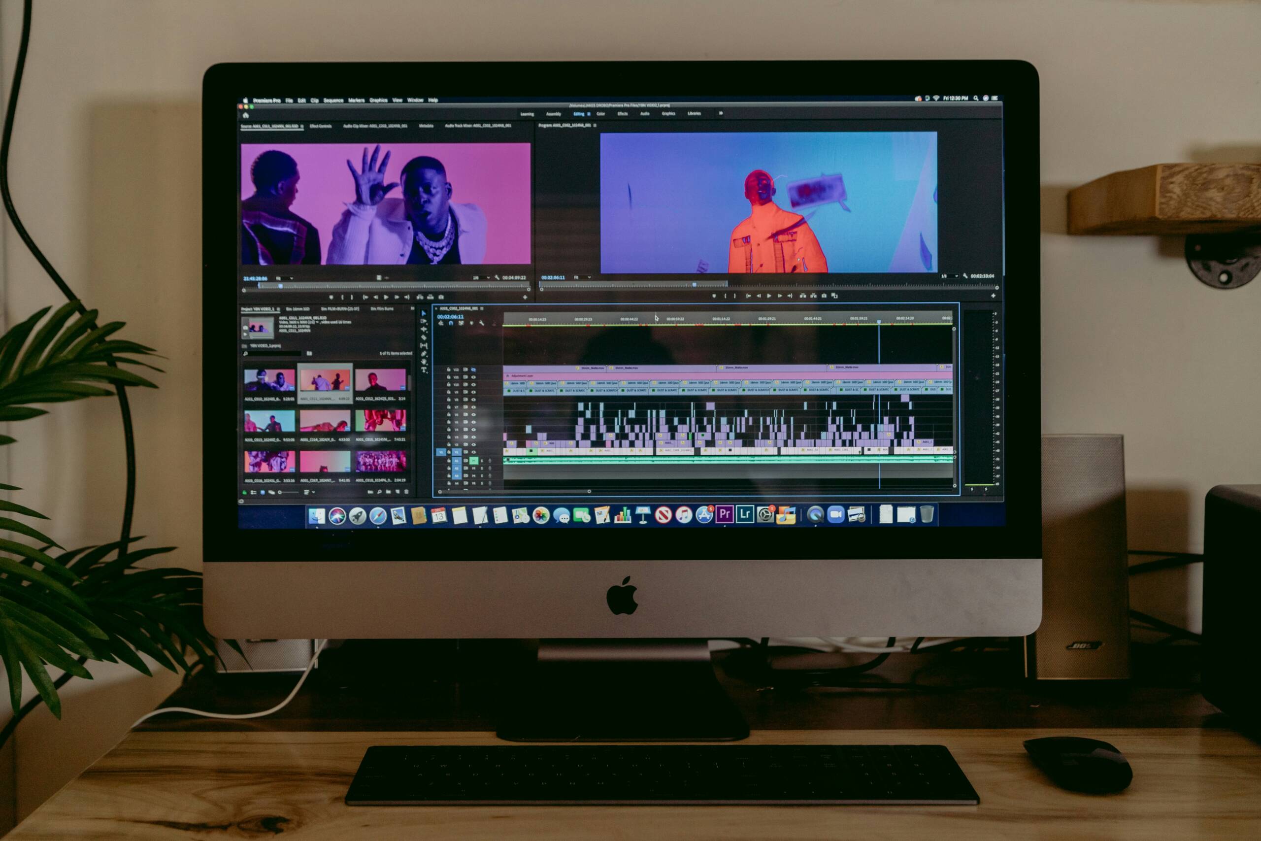 Video editing software on iMac.