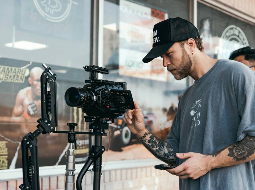 A guy shooting a b-roll footage for his video content.