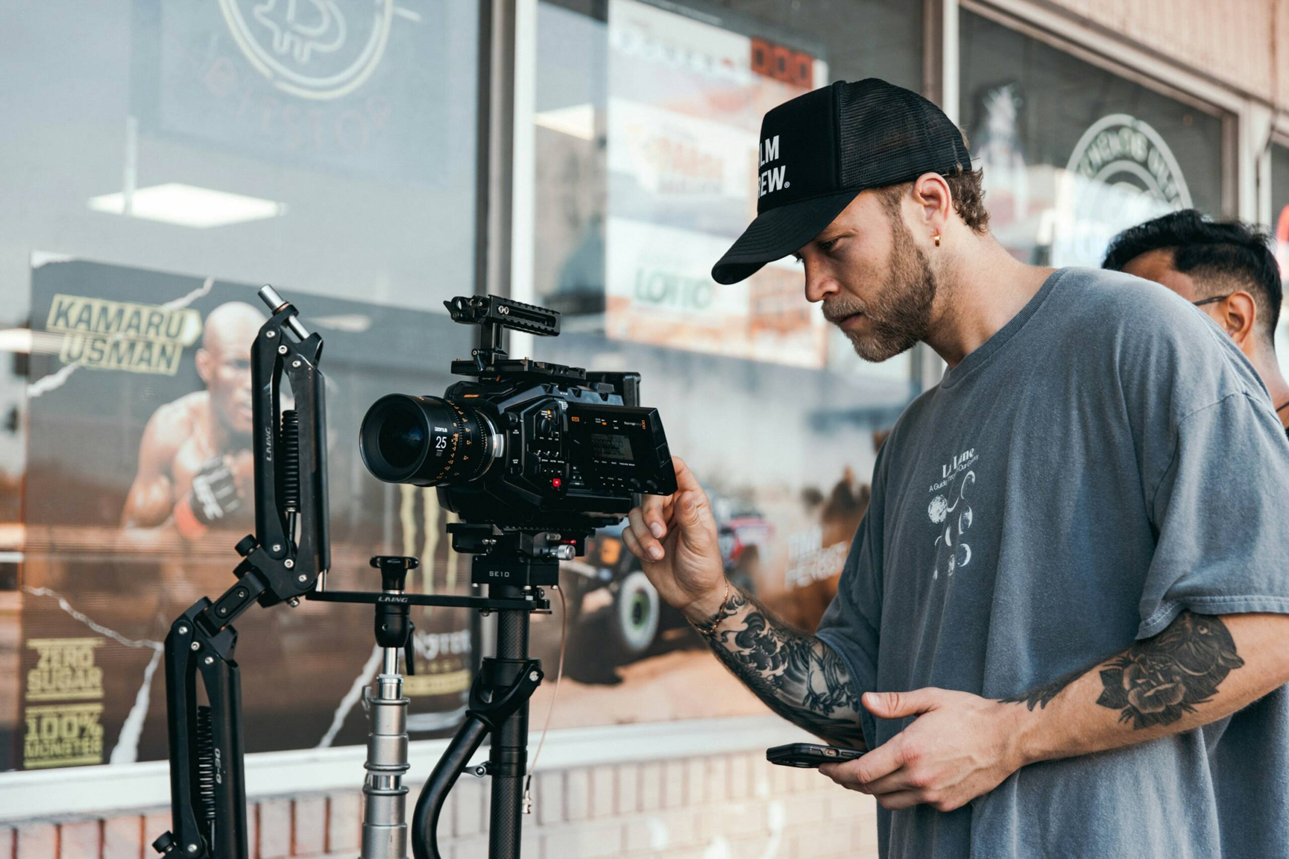 A guy shooting a b-roll footage for his video content.