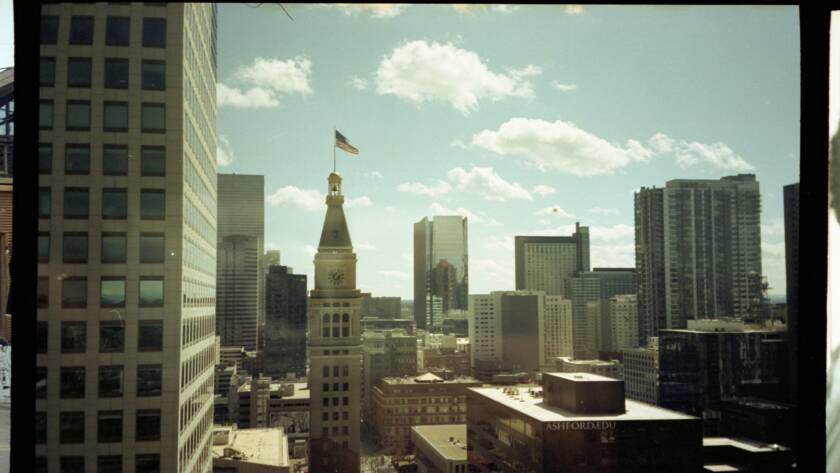 A cinematic view of a skyline in film.