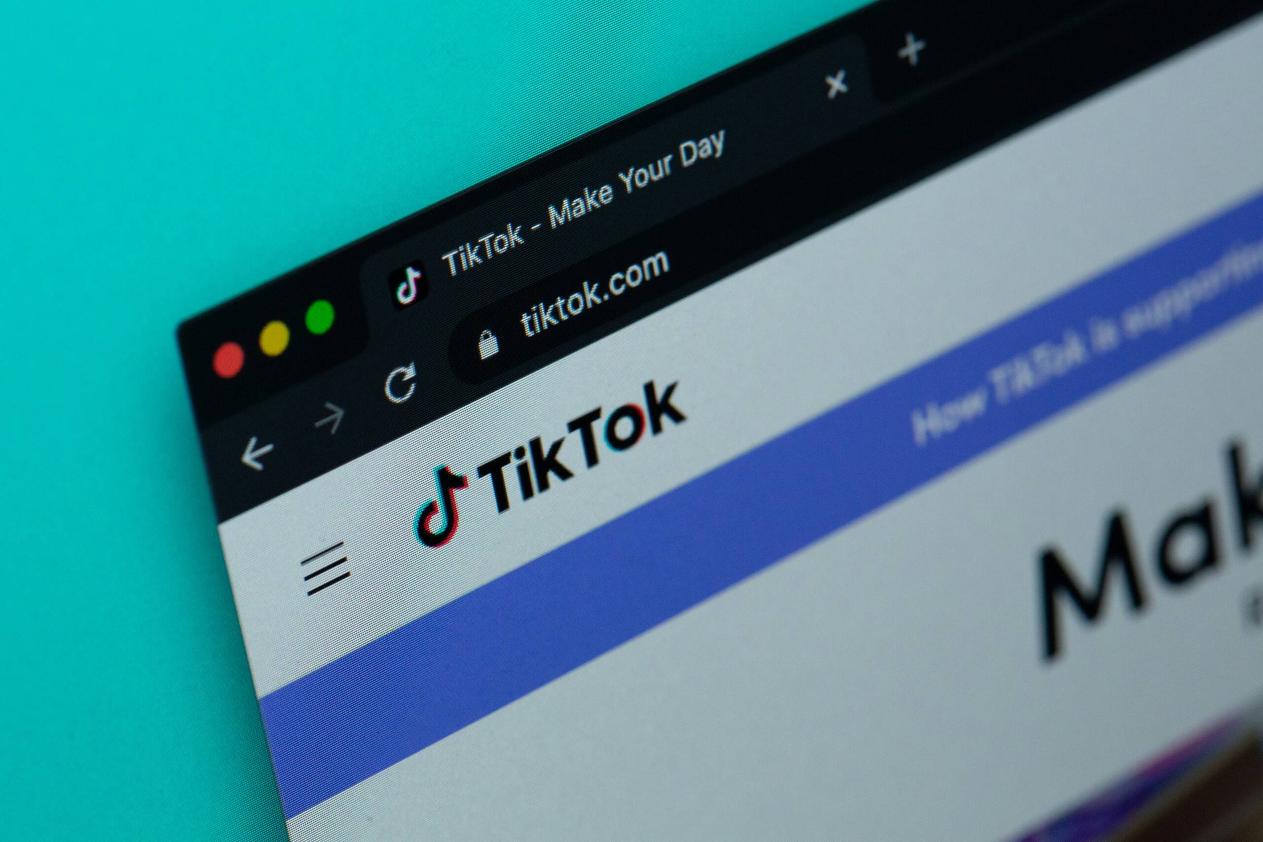 TikTok app on a laptop screen.